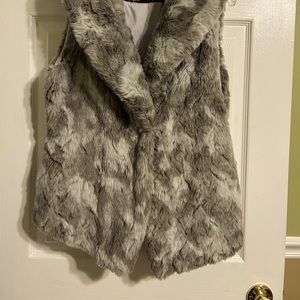 White House Black Market - Faux Fur Grey Vest - Size M